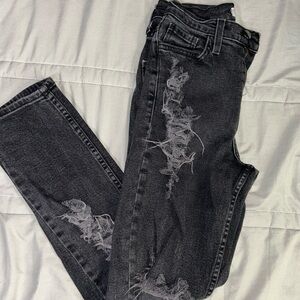 Distressed Black Denim Jeans